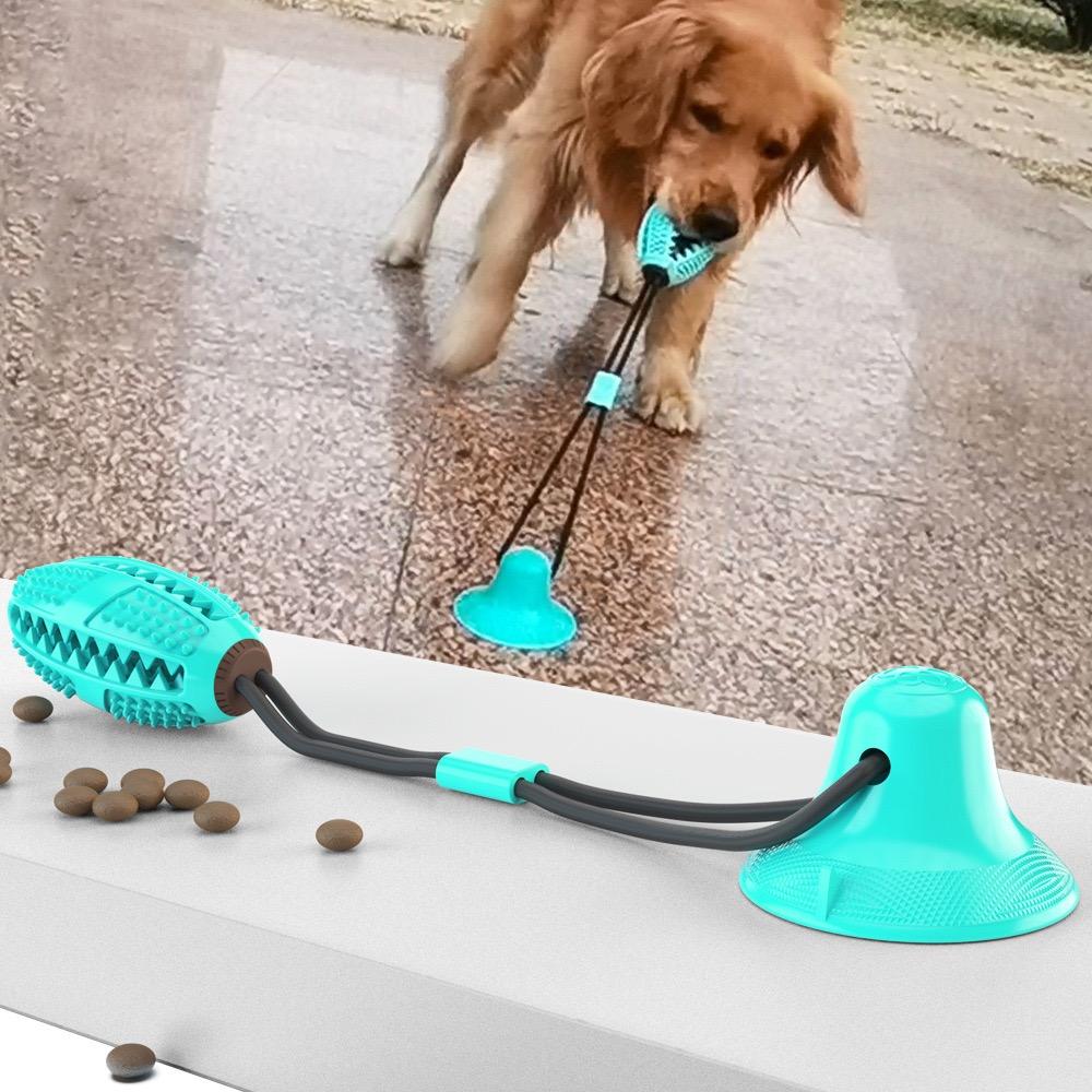 Manufacturer Eco-Friendly Interactive Fun Pet Molar Chew Bite Ball Suction Cup Elastic Rope TPR Dog Chew Toys Outdoor