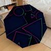 1pc Neon Geometric Shapes Umbrella with Plastic Handle,Suitable for All Seasons Home Travel Outdoor UmbrellaDD363
