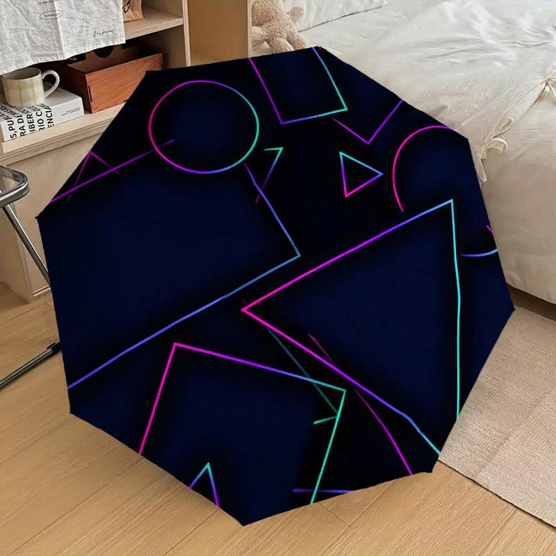 1pc Neon Geometric Shapes Umbrella with Plastic Handle,Suitable for All Seasons Home Travel Outdoor UmbrellaDD363