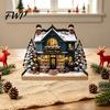 Seasonal Party Supplies Christmas Glowing House Ornament, LED Wooden Tabletop Decor for Durable Decorative Accents Holiday Village Display,