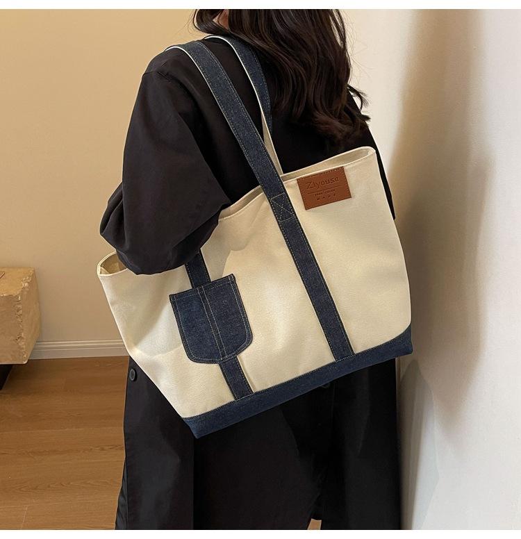 Холщовая большая сумка Женская новая повседневная сумка через плечо Большой вместимости Классная сумка для поездок на работу Сумка-тоут