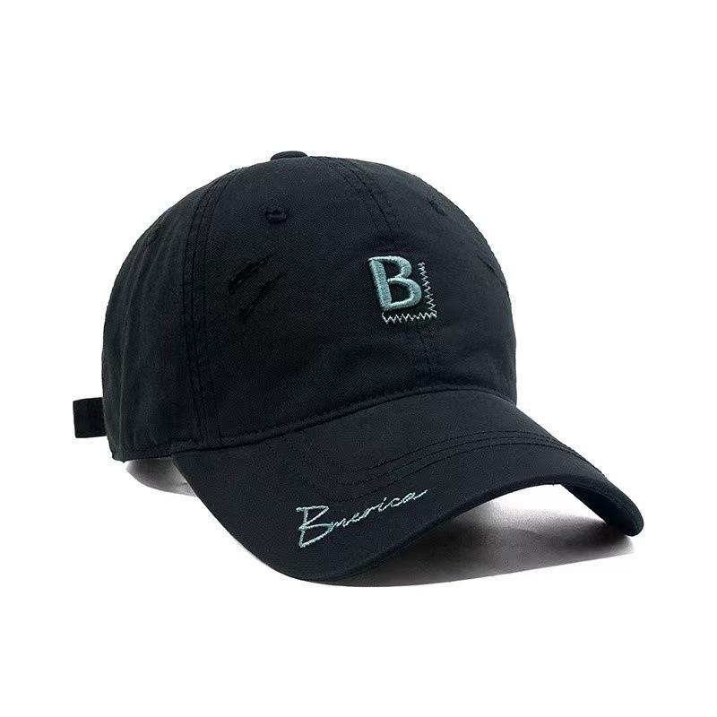 New B letter embroidered washed baseball cap children spring and summer thin breathable casual versatile sun hat men