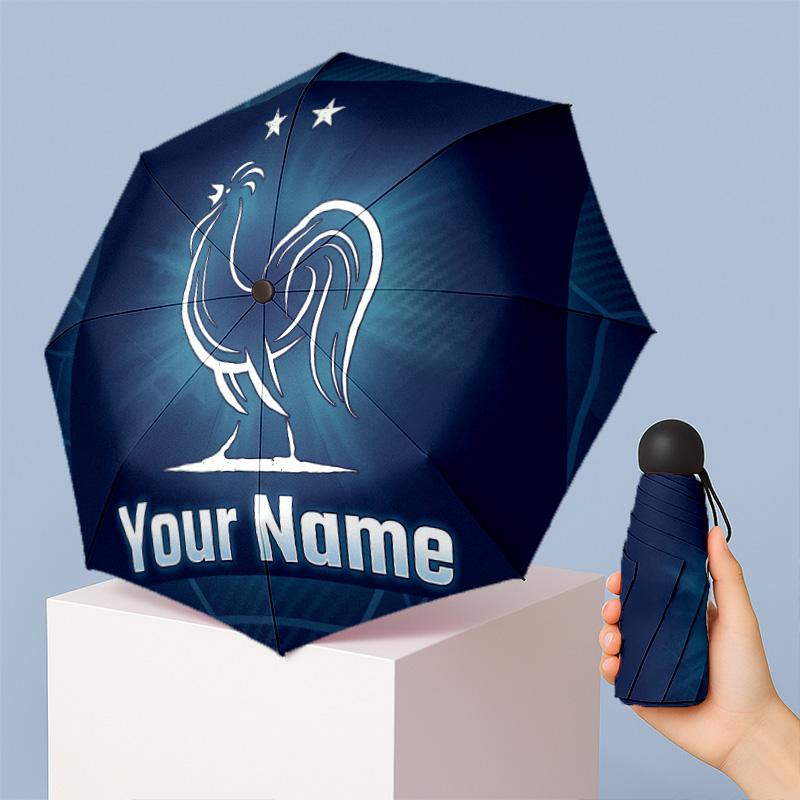 France national football team Manual Five Fold 8 Rib Umbrella Support Custom Text, Lightweight Travel Umbrella