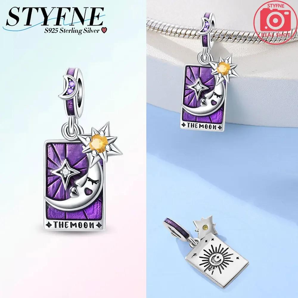 Pink Tarot Card Pendant Bead Component Stars Moon Sun Authentic Original Copper Metal Charm Bead Components Bead Components Compatible With Bracelet