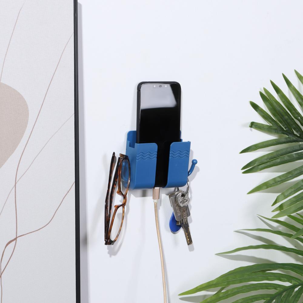 Dock Wall Mount with Adhesive Phone Stand Phone Holder Telecontroller Storage Data Cable Hooks