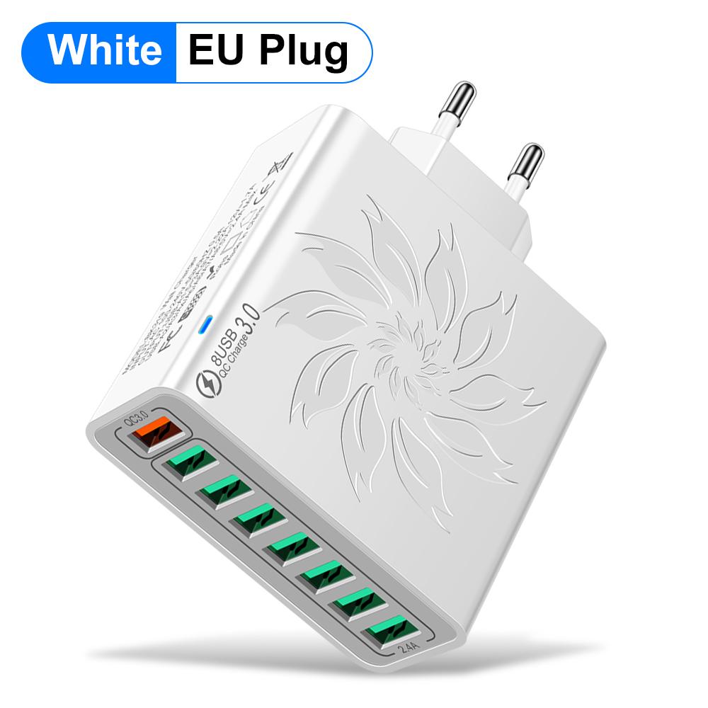 Total 65W 8 In 1 USB Phone Charger Wall Adapter For iPhone 15 14 Pro Max Xiaomi Samsung Phone Charger
