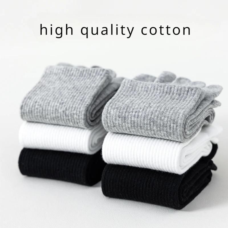 3 пары хлопковых носков с пятью пальцами, тонкие летние мужские спортивные носки для спортзала с отдельными пальцами, нескользящие хлопковые носки средней длины