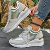 Fashion Gold Silver Wedge Sneakers for Women Lightweight Non Slip Casual Sports Shoes Woman Comfort Thick Sole Walking Shoes Plus Size