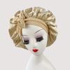 Silk Satin Sleep Cap with Ribbon Bow for Women - Elastic Wide Brim Bath Headscarf Hat for Hair Care