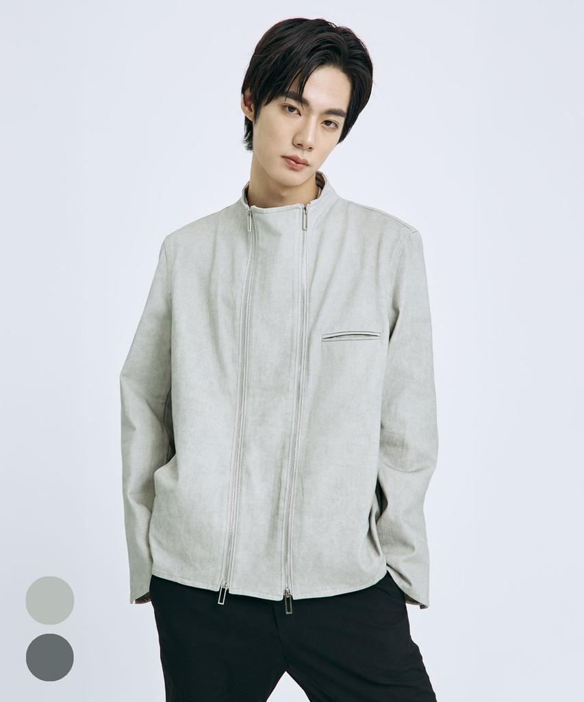 TEN PAST SEVEN Double Zipper Stand Neck Jacket (2 Colors)