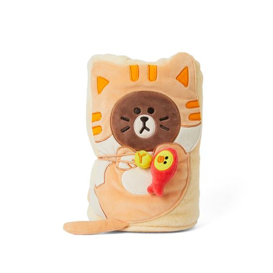 LINE FRIENDS Наколенное одеяло Kitten Brown & Fish Sally
