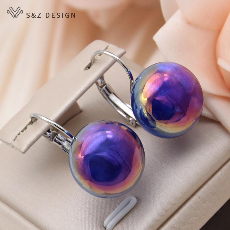 Модные серьги-подвески цвета розового золота с разноцветными круглыми бусинами для женщин, вечерние украшения, модный подарок