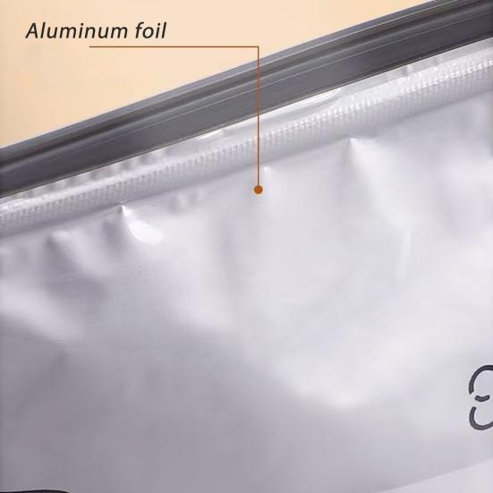 Aluminum Foil Sealed Bags Reusable Leakproof Heat Resistant Sealable Bags Vacuum Zippered Food Pouches with Label Stand-Up Bottom for Vegetable