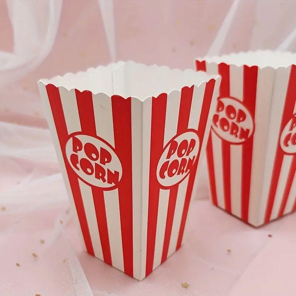 12pcs Folding Paper Popcorn Striped Bags DIY Gifts Snack Containers Popcorn Paper Boxes  Baby Shower