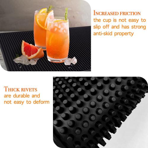 excovip Bar Mat, Stylish, Draining, Kitchen, Soft, Durable, Scratch-Resistant, Washable, Non-Slip, PVC, 60x15 cm, Black, 9016
