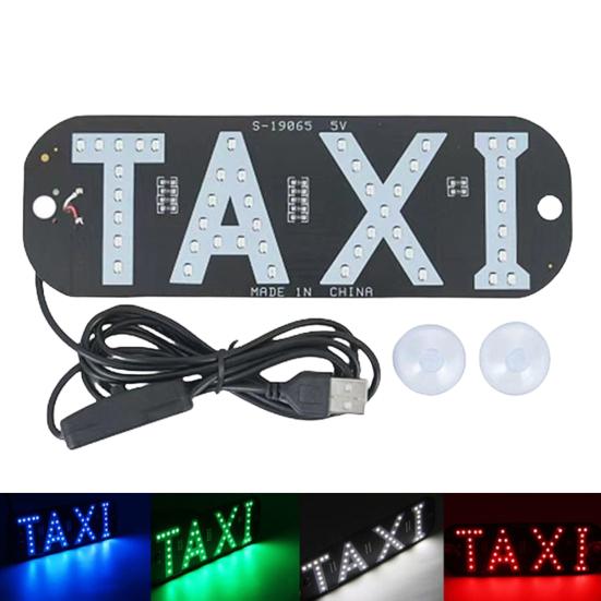 LED Indicator Light Waterproof Lamp with Car Windshield Light USB Power Taxi Sign Stickers for Ride-Hailing