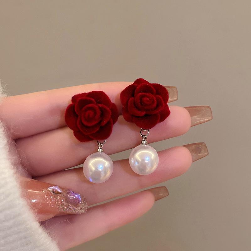 Элегантные женские серьги в корейском стиле с бантиком и бусинами, игла из серебра 925 пробы