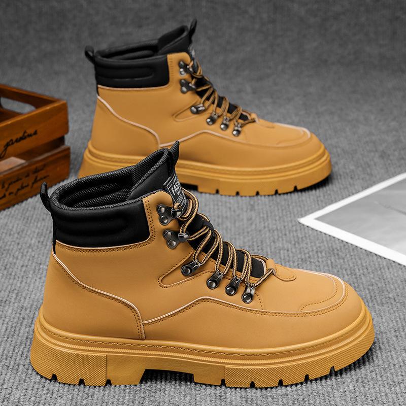 Martin boots men's new autumn high-top locomotive boots British wind waterproof and non-slip soft leather men's shoes