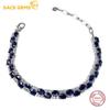 925 Sterling Silver 4*5MM Natural Sapphire Gemstone Bracelrts for Women Engagement Cocktail Party Fine Jewelry
