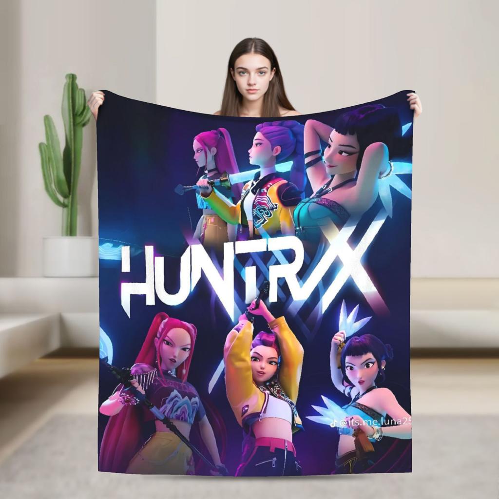 KPop Demon Hunters Plush Blanket Child Flannel Throw Blanket For Couch Bed Soft Warm Design Quality Bedspread Gift Idea