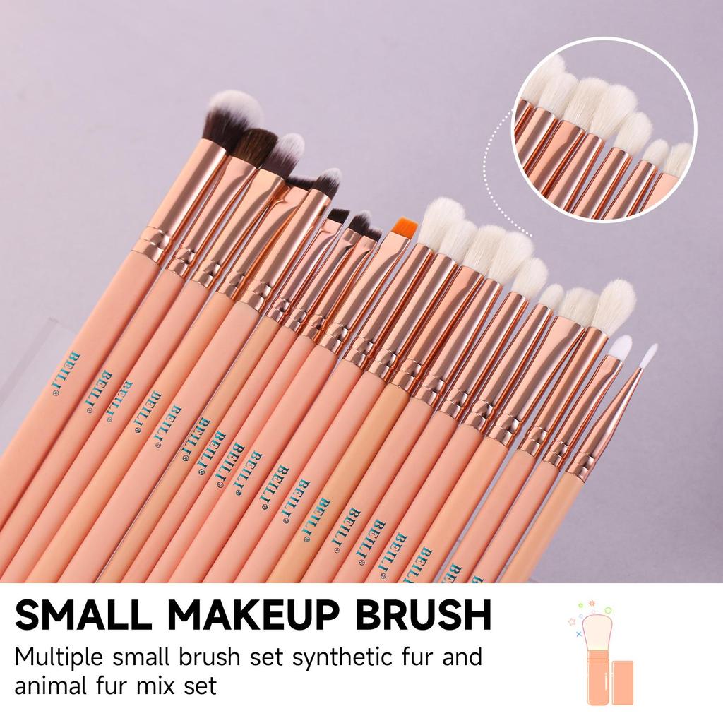 BEILI Розовые кисти для макияжа, высококачественная пудра, основа, румяна, тени для век, набор кистей для макияжа, натуральные волосы с сумкой