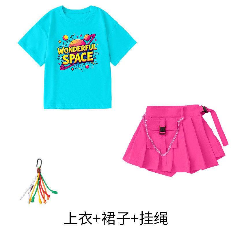 Kids Hip Hop Dance Outfit Short Sleeve Set Boys Girls Street Performance Costume