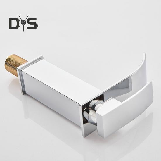 Водопадный смеситель для ванной комнаты с одной ручкой управления, современный дизайн, простая установка, смеситель для умывальника с водопадным изливом