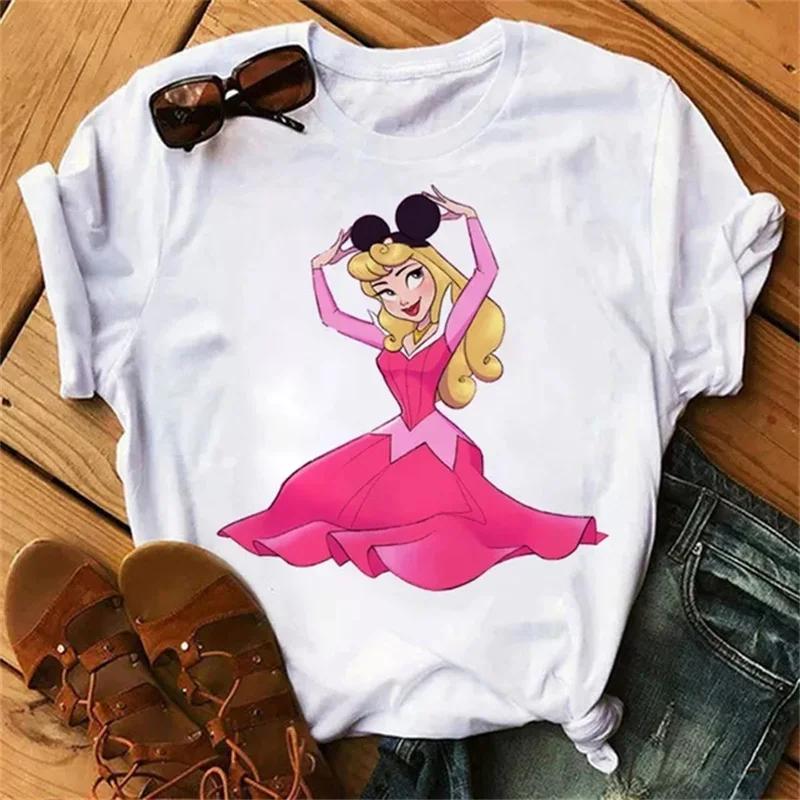 Unisex Snow White Princess T-shirt Cute Cartoon The Princesses White Tops Tshirt Streetwear T Shirts Clothes