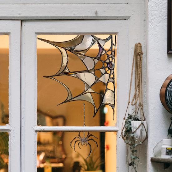 Spiderweb Window Sticker Halloween Waterproof Spooky Spider Sticker Window Corner Spiderweb Static Cling Decal for Horror Themed Party Decoration