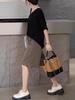 Chic Retro Suede Diamond Pattern Leather Tote Bag for Women