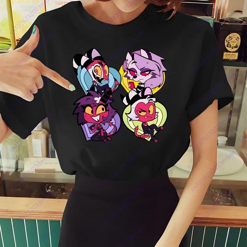 Женская футболка Helluva Boss Летняя футболка с коротким рукавом и принтом жевания Забавная футболка Харадзюку Топы Мужская футболка Уличная одежда