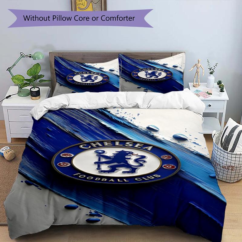 3pcs Duvet Cover Set (1*Duvet Cover + 2*Pillowcase, Without Core),football club F.C Print Bedding Set, Bedroom Decor, All‑Season, Birthday Gift
