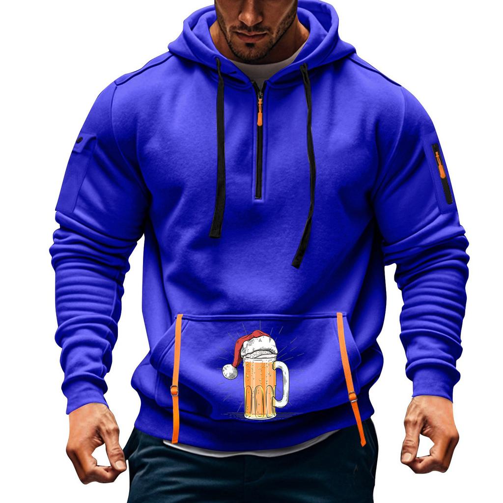 Мужская толстовка с капюшоном с принтом, кардиган на молнии с карманом на рукаве, мужская спортивная повседневная толстовка большого размера