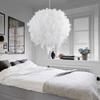 White Feather Sphere Chandelier - Creative Decorative Lighting for Bedrooms and Living Rooms.