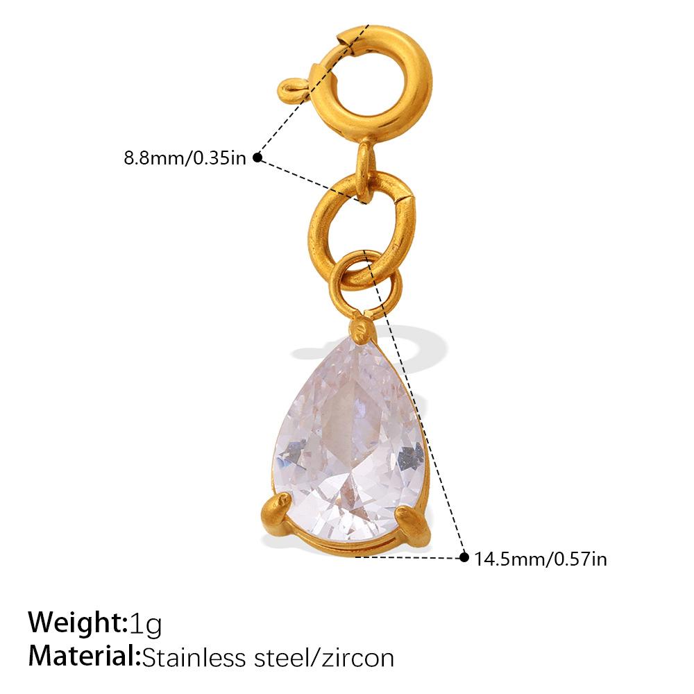 Light Luxury Geometric Square Color Zircon Jewelry Clasp Pendant, 18K Gold Plated Stainless Steel DIY Charm