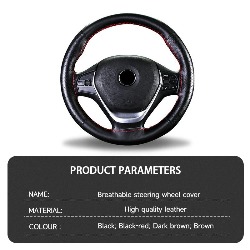 Car Steering Wheel Braid Cover With Needles And Thread Genuine Leather Steering Wheel Covers Diy Car Interior