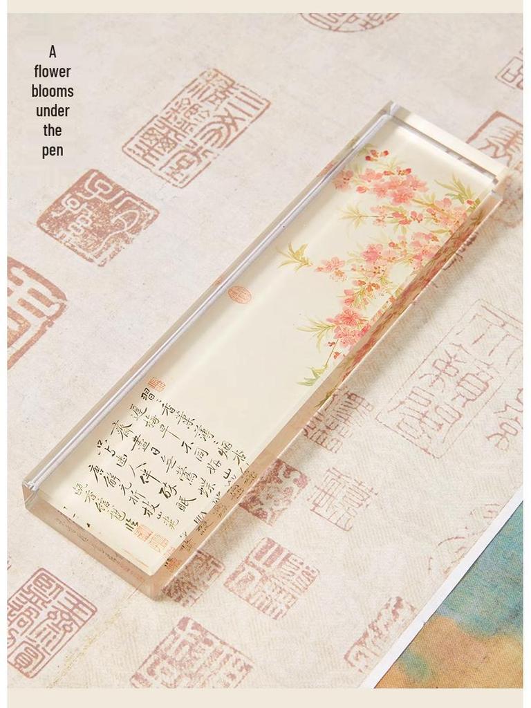 20cm Creative Crystal Paperweight: Calligraphy & Stone-Inspired Ruler