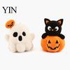 Holiday Gift for Kids Halloween Ghost/Pumpkin Black Cat Plush Figurine, Soft Stuffed Doll Cute Bag Accessory with Hanging Chain, Creative Photography