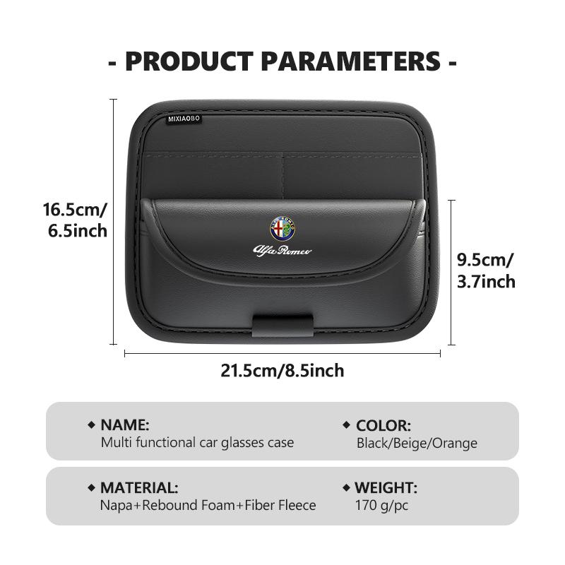 Car Sun Visor Glasses Case Sunshade Clamp Sunglasses Holder For Alfa Romeo Giulia 147 Mito 156 159 166 GT Stelvio Brera Volante