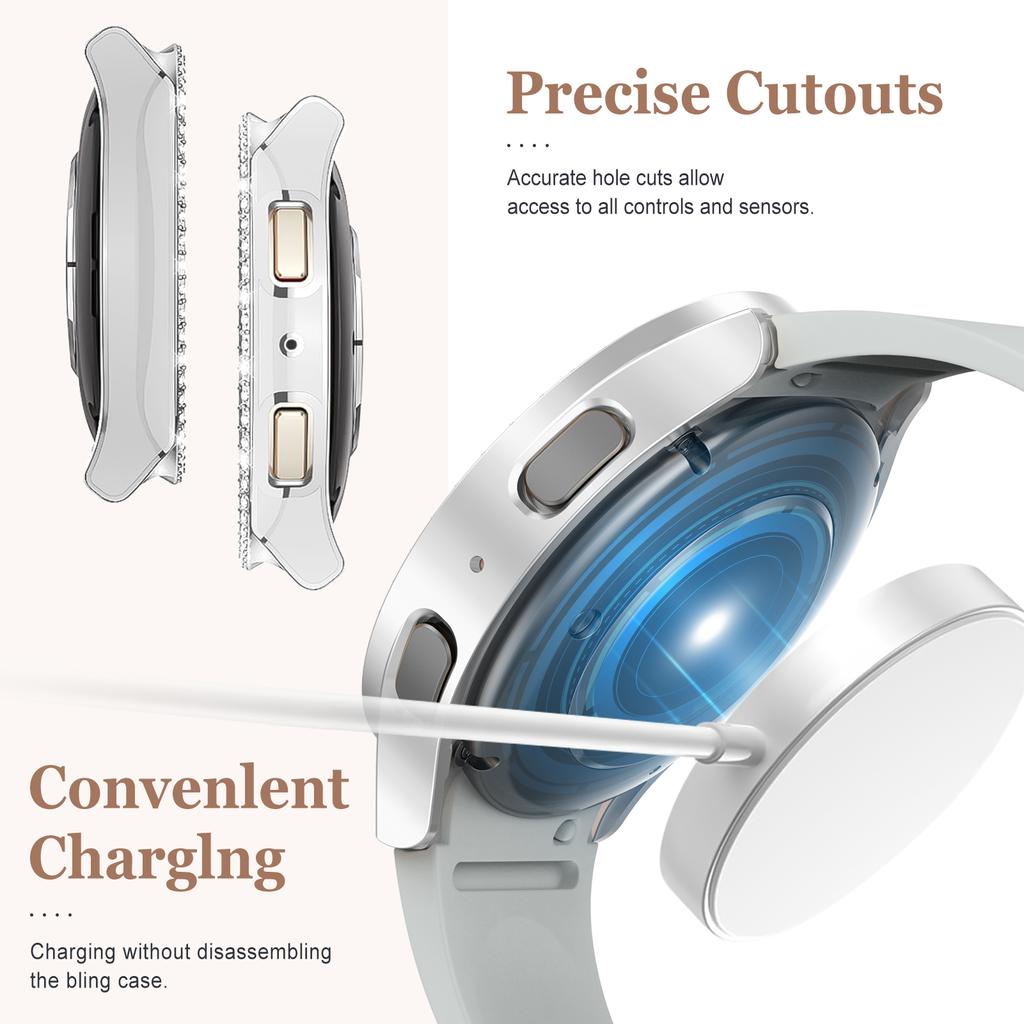 Чехол Glass+Diamond для Samsung Galaxy Watch 7 44 мм 40 мм, аксессуары, защитный жесткий защитный чехол для ПК, защитный бампер для Galaxy Watch 7 40 мм