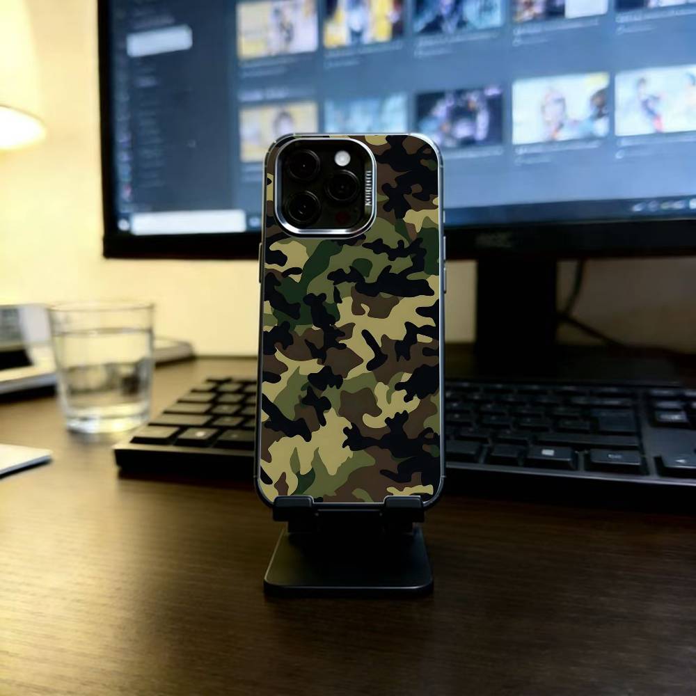 F-Fashion C-Камуфляжный чехол для телефона iPhone 17,16,15,14,13,12,11 Plus,Pro Max,XS,Цветной серебристый чехол для телефона Funda Cover
