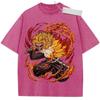 Unisex Washed Black Vintage Tshirt Demon Slayer Rengoku Flame Sword Highquality Fabric for Home Leisure Travel Shopping