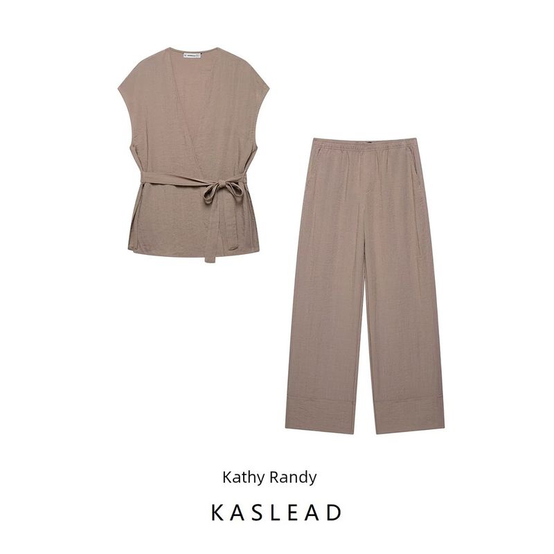 Kaslead New Arrival Women's Fashion Style Kimono Vest Tops Casual Pants 5427762 5427413