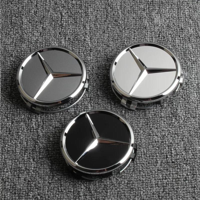 WWW 4Pcs/set 75MM/60MM Car Wheel Center Hub Cap Covers Mercedes Benz Amg Black Badge Rim Cover Auto Style Decorate Accessories CD1
