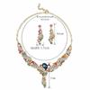 Colorful Rhinestone Necklace Earring Set Clavicle Chain Earring Set  Dress Accessories