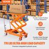 Hydraulic Lift Table Cart, 770lbs Capacity 59" Lifting Height, Manual Double Scissor Lift Table with 4 Wheels and Non-slip Pad, Hydraulic Scissor Cart