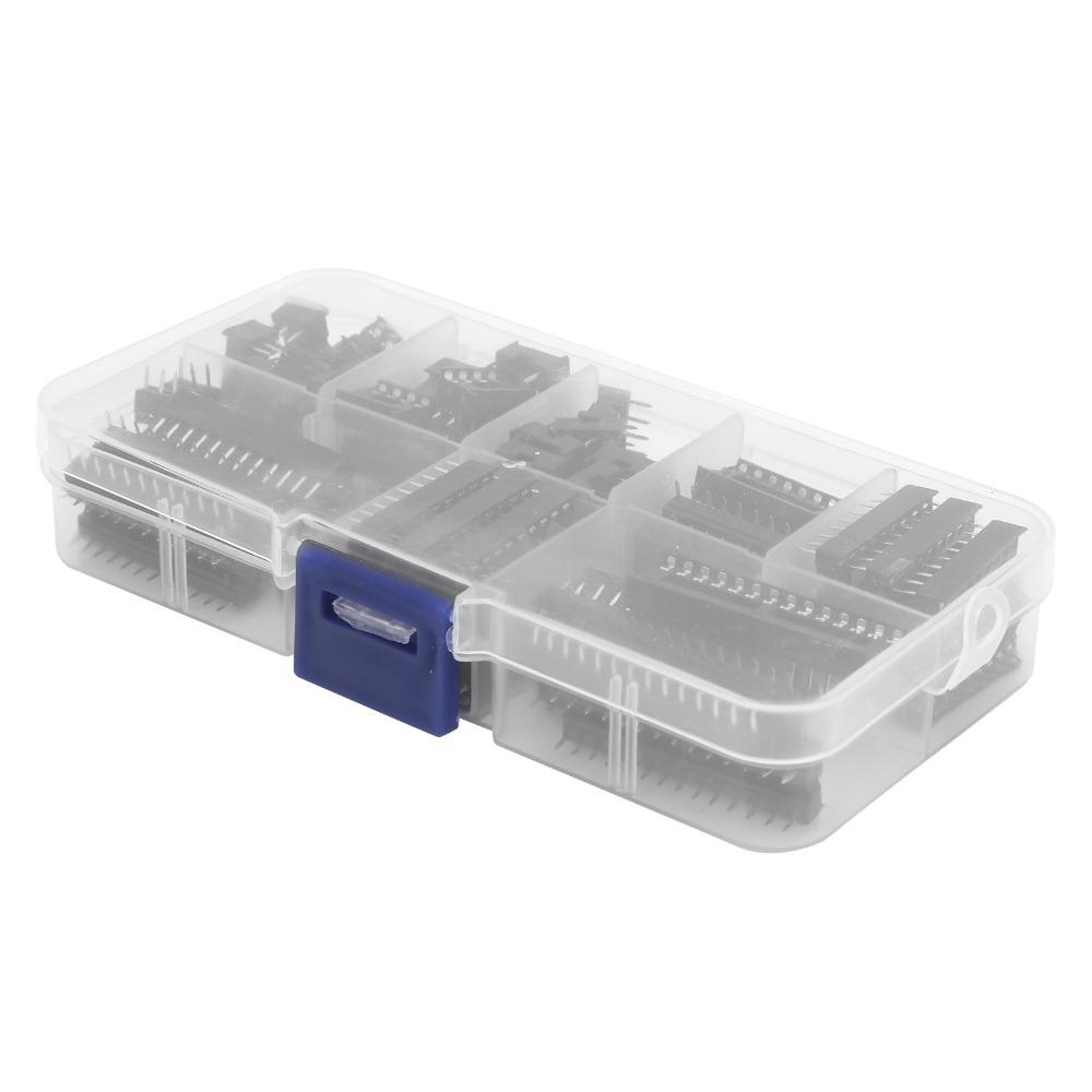 66pcs Flat Feet DIP Chip Holder InLine Package IC Socket Assortment Kit Circuit Board Assembly
