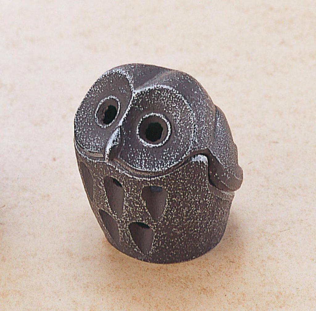 Iwachu Incense Owl Nambu Ironware Burner, Design, Silver/Brown, Small, 29245,