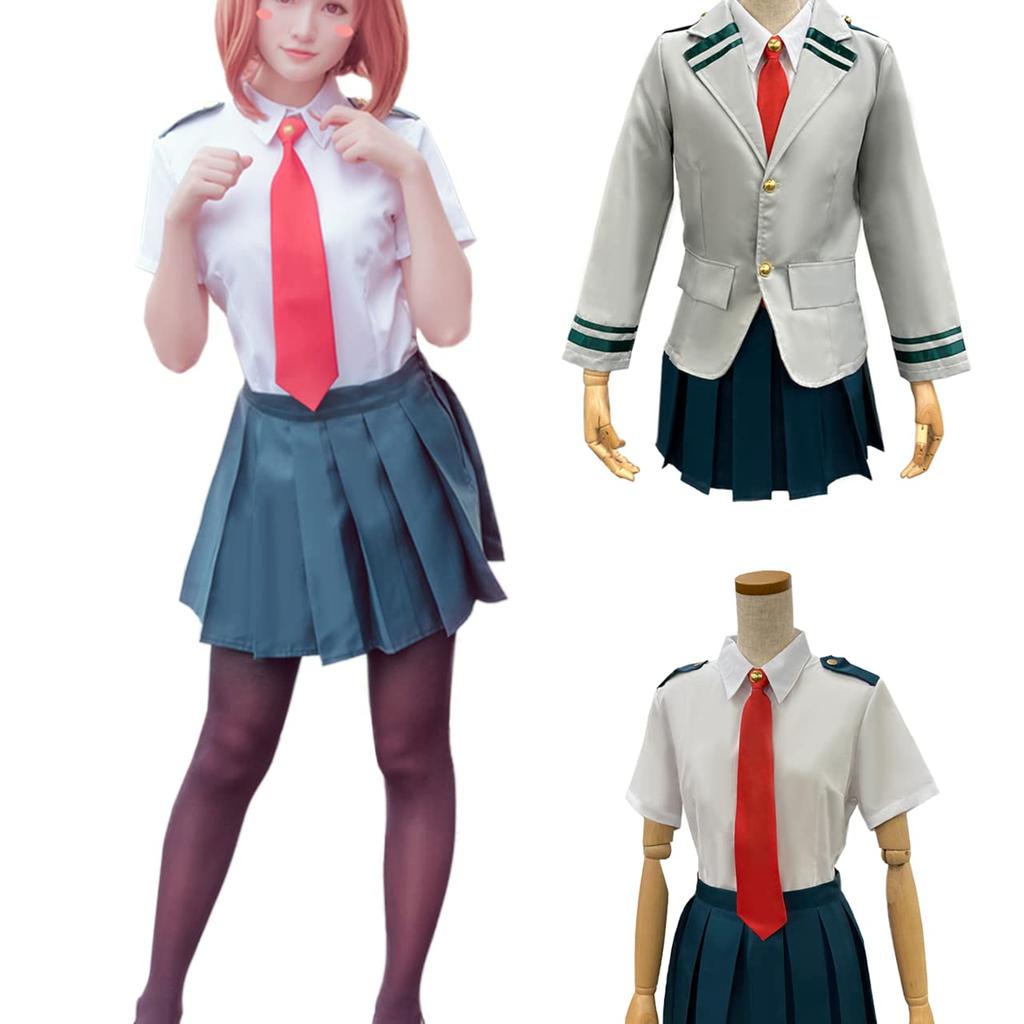 [Milky Time] My Hero Academia Cosplay Anime Uniform Wig for Halloween (Skirt Set, Size L)