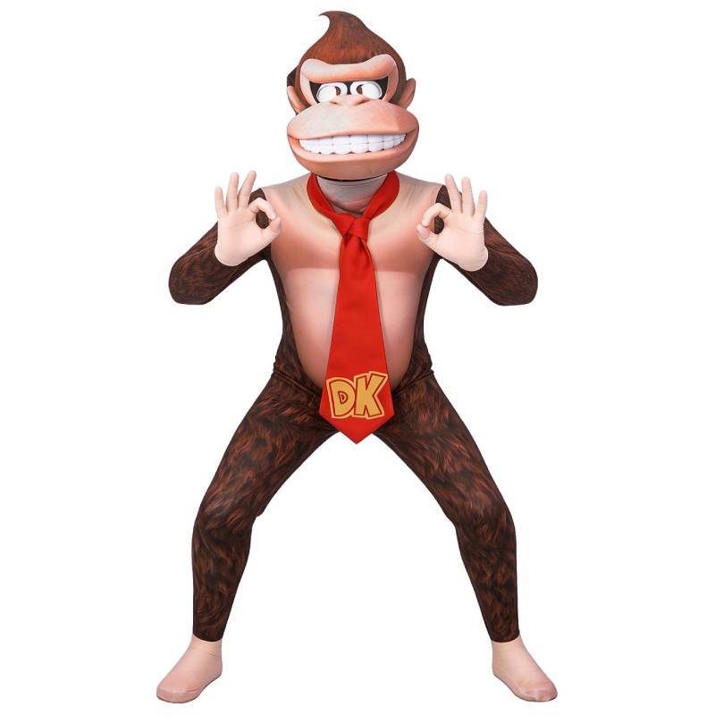Super Mario Bros Donkey Kong Cosplay Outfit With Gorilla Head Mask For Kids And Adults Halloween Event